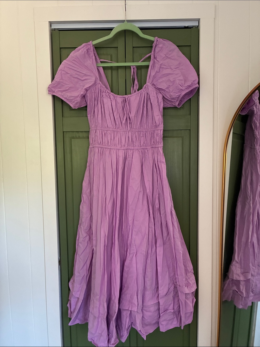 Ruched Midi Dress in Violet
1. STATE